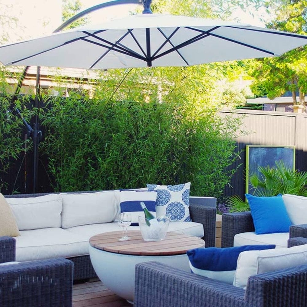fire pit patio table with umbrella Solus Round and Square Hardwood Tabletops