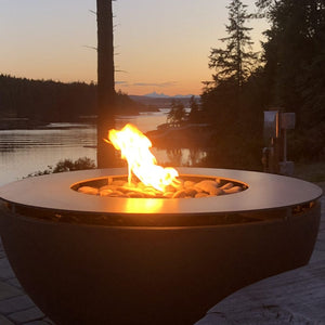solus round tabletop on hemi gas fire pit