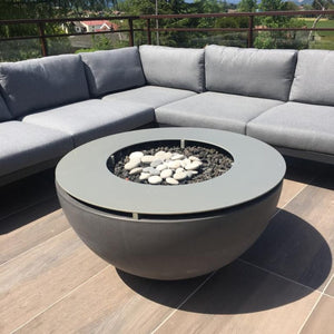 solus round metal tabletop on a fire pit