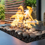 Close up on flames of solus tavolo fire pit table