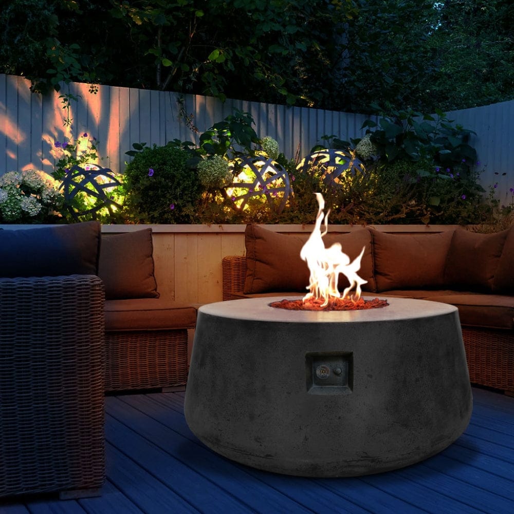 Stonelum Indiana 01 47-Inch Round Concrete Gas Fire Pit in Graphite