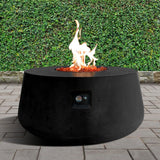 Stonelum Indiana 01 47-Inch Round Black Gas Fire Pit in a garden