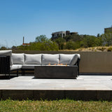 Stonelum Manhattan 01 Rectangular Graphite Fire Pit Table at day