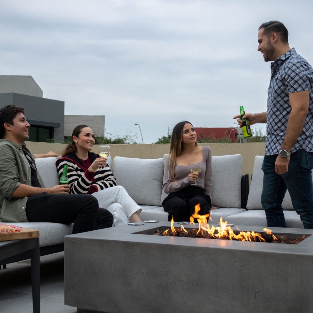 Fireside chats by the Stonelum Manhattan 01 Rectangular Graphite Fire Pit Table