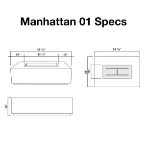 Stonelum Manhattan 01 Rectangular Fire Pit Table Specs