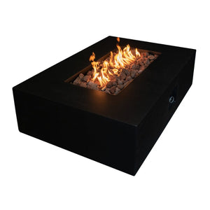 Side view of Stonelum Manhattan 01 Rectangular Fire Pit Table in black