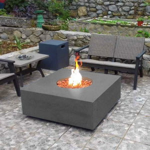 stonelum praga 1 square graphite gas fire pit with propane tank table