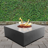stonelum praga 1 square grey gas fire pit in a garden
