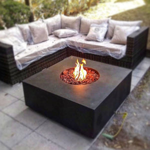 stonelum praga 1 square black gas fire pit with couch