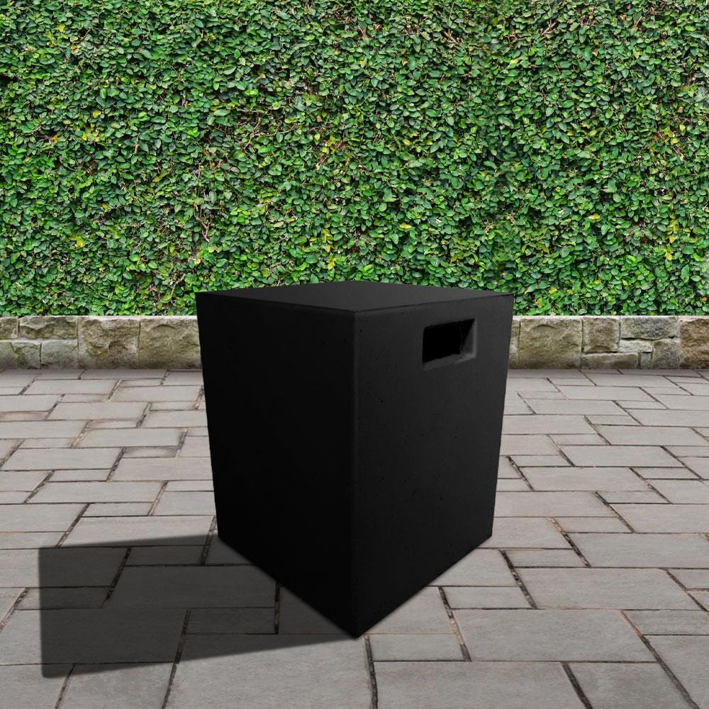square black tank cover in garden