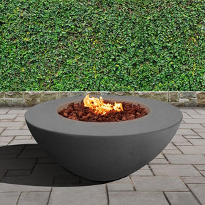 Stonelum Venecia 03 42-Inch Round Graphite Fire Bowl in a garden