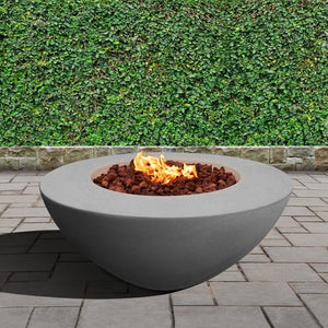 Stonelum Venecia 03 42-Inch Round Grey Fire Bowl in a garden