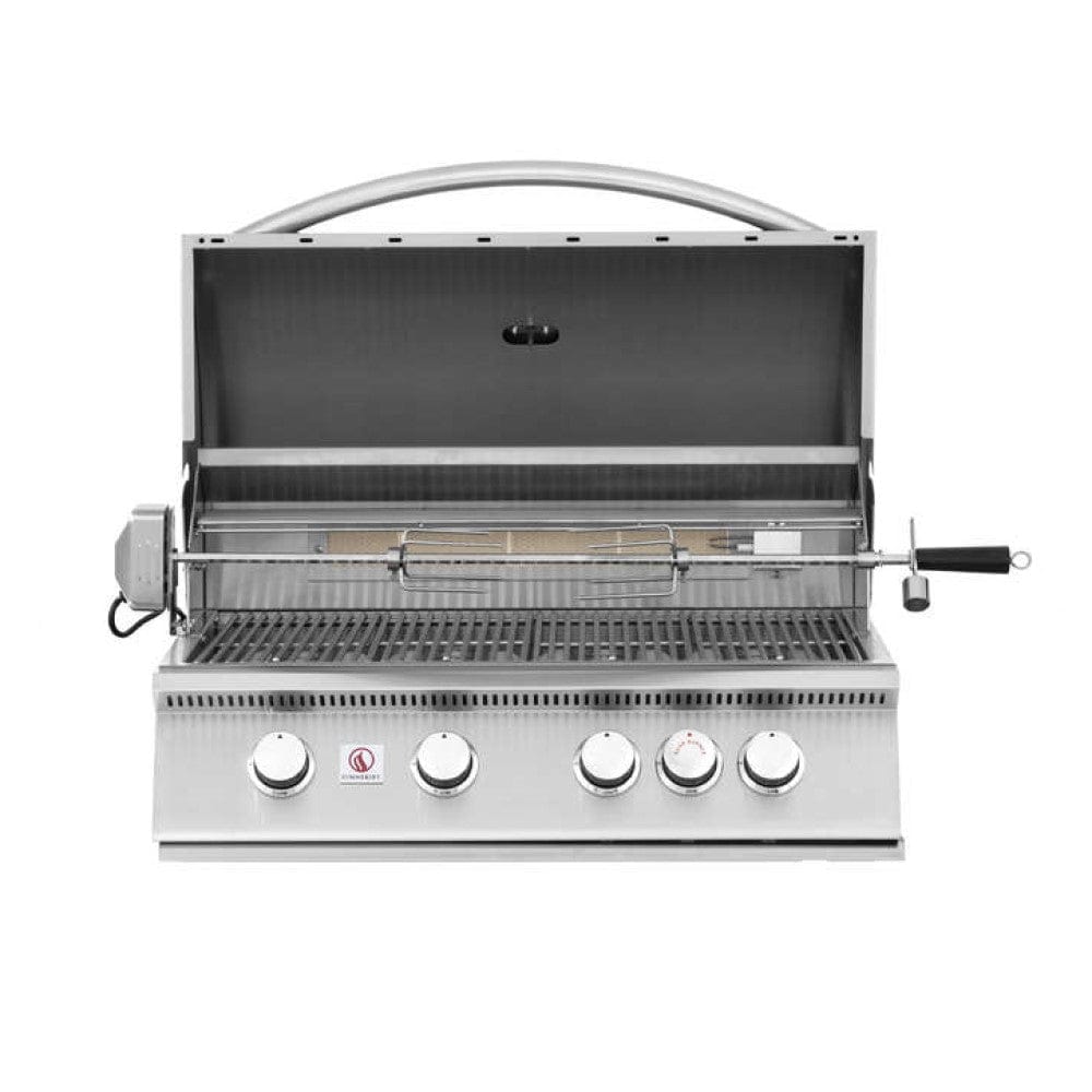 Summerset Sizzler 32-Inch 4-Burner Built-in Gas Grill Open hood