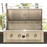top fires diamond series 36-inch 4-burner natural gas grill with hood open - side view