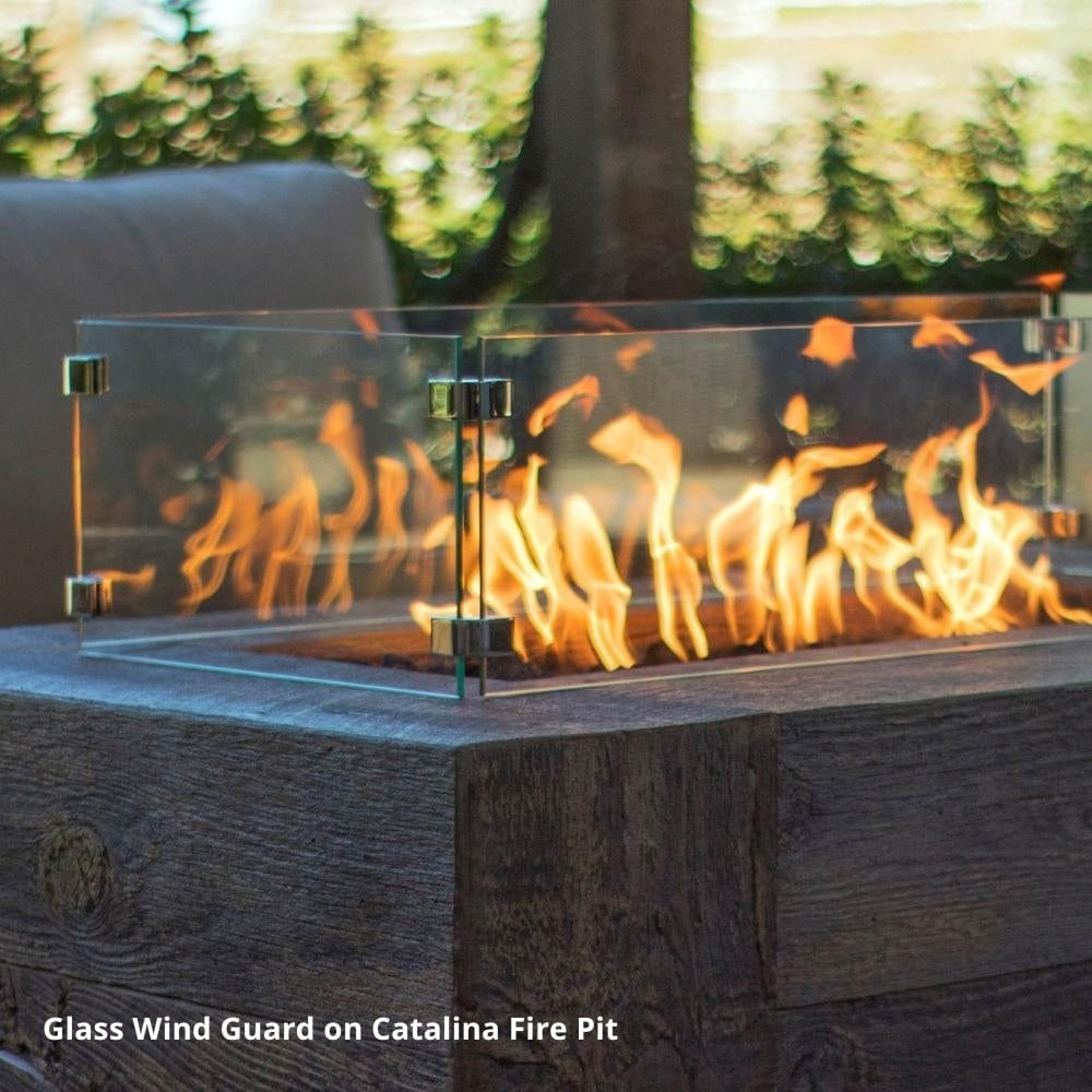 Top Fires Glass Wind Guard for Square and Rectangular Fire Pits
