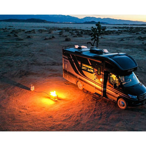 Top Fires The Overlander 20-Inch Portable Gas Grill at a roadtrip