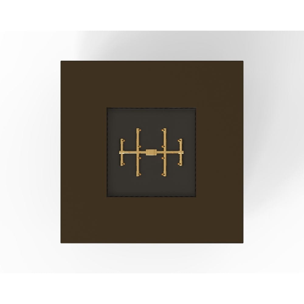 warming trends bronze square fire pit, top view