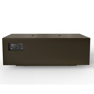 warming trends aon r48 gas fire pit table in bronze, side view