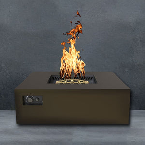 Warming Trends AON S48 Square Fire Table in Bronze with gray background