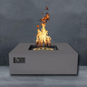 Warming Trends AON S48 Square Fire Table in Charcoal with gray background