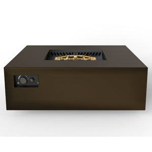 Warming Trends AON S48 Square Fire Table in Bronze with recessed controls and brass burner