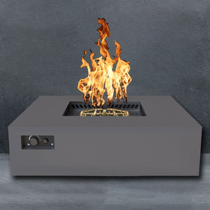 warming trends aon charcoal square fire table with gray background