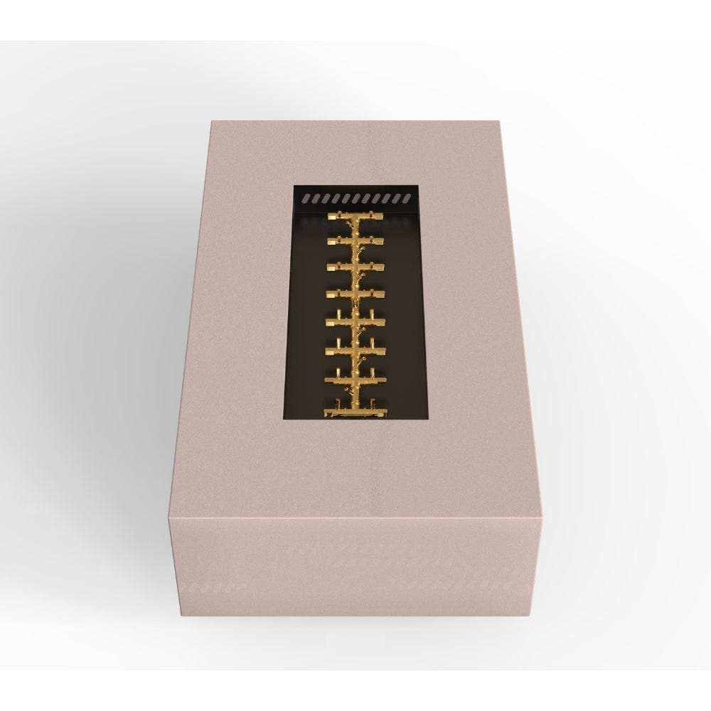 warming trends aon r60 rectangular fire pit table in sand pebble with crossfire brass burner