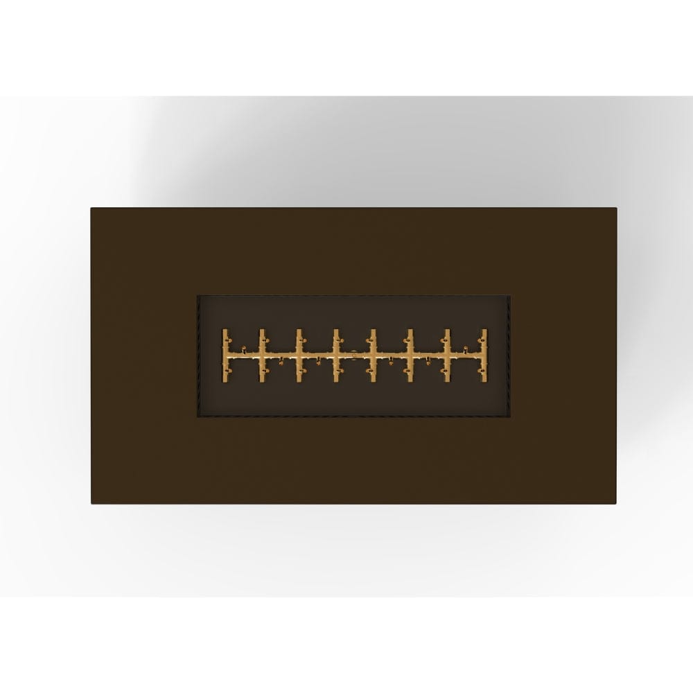 warming trends aon r60 rectangular fire pit table in bronze, top view