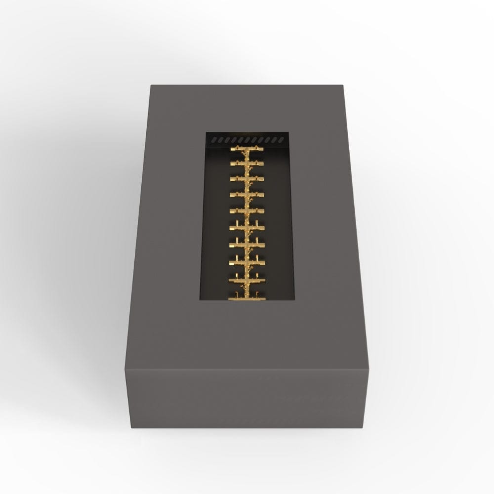 warming trends aon r72 rectangular fire pit table in charcoal with brass burner