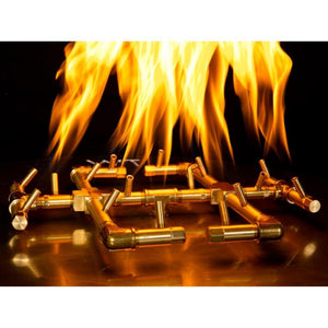 Warming Trends CFB180 Original CROSSFIRE™ 17" Brass Gas Burner with Flame Close Up