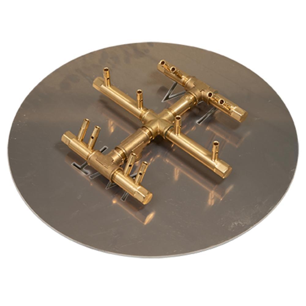 Warming Trends CFBCTL120 Circular Tree-Style CROSSFIRE 10-Inch Brass Gas Burner with 18&quot; Circular Plate