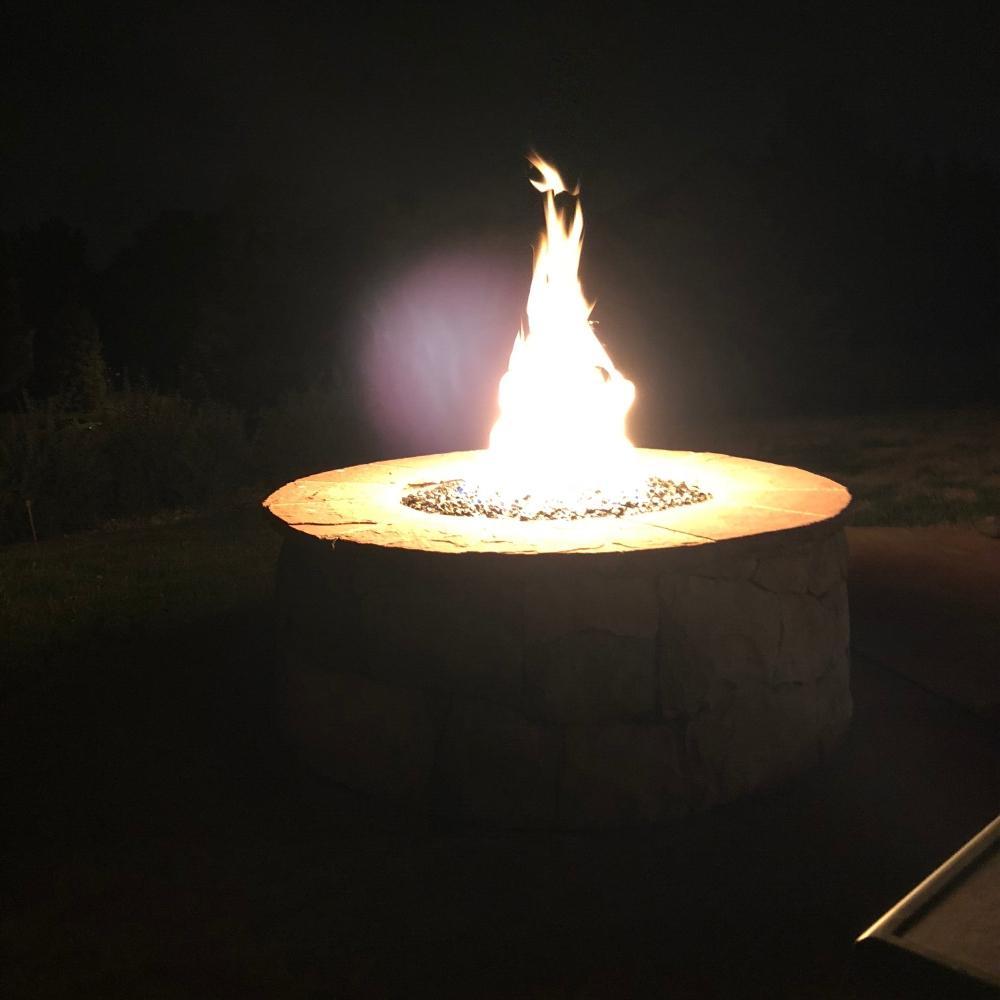 Warming Trends Octagonal CROSSFIRE™ Brass Gas Burner in Round Fire Pit