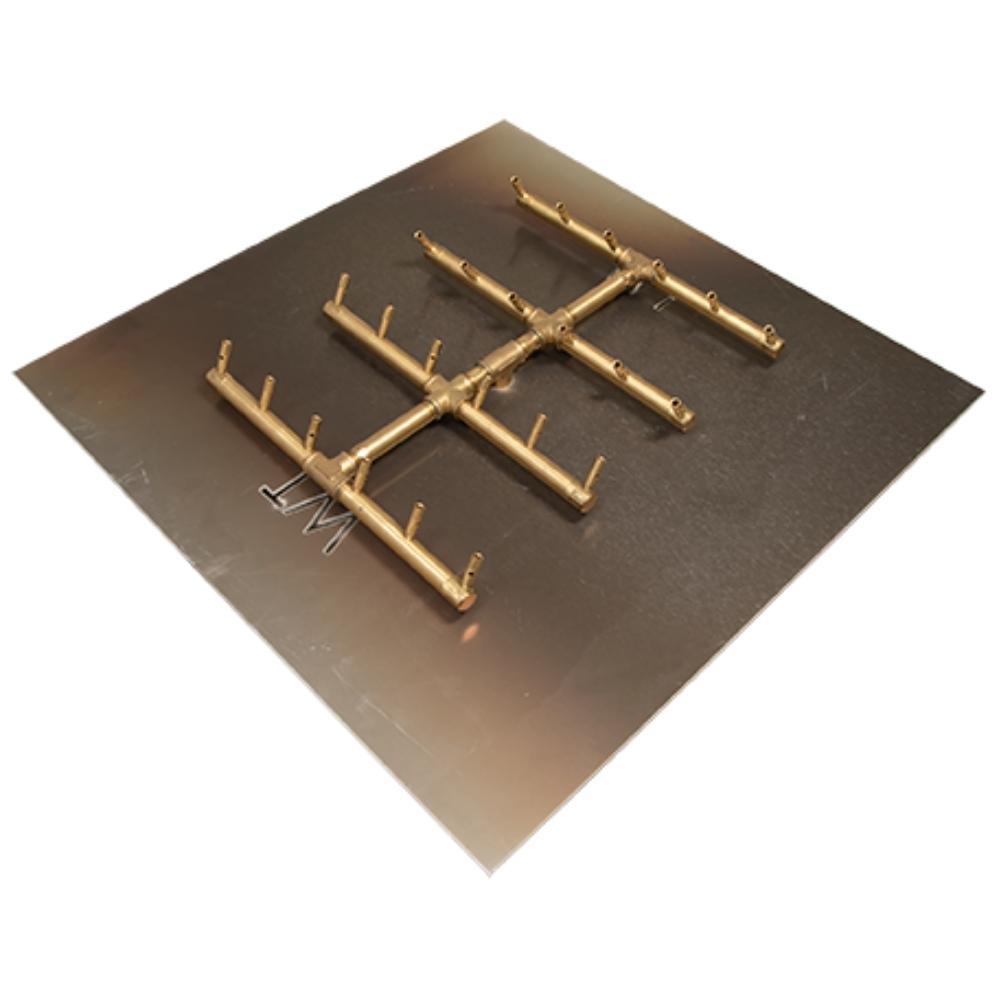 Warming Trends CFBST240 Square Tree-Style CROSSFIRE 20-Inch Brass Gas Burner with Plate