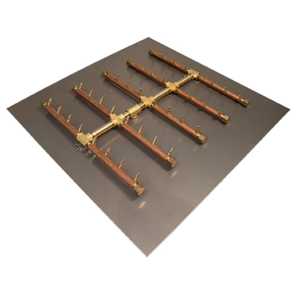 Warming Trends CFBST400 Square Tree-Style CROSSFIRE 28-Inch Brass Gas Burner with Plate