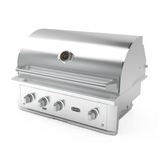 Wildfire Ranch PRO 36-Inch 3-Burner Built-In Gas Grill in Stainless Steel Angled View
