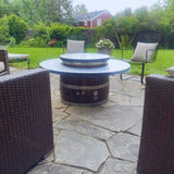 wine barrel dude coffee table wooden gas fire pit table at a garden