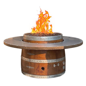 Wine Barrel Dude Coffee Table 46-Inch Wooden Gas Fire Pit Table