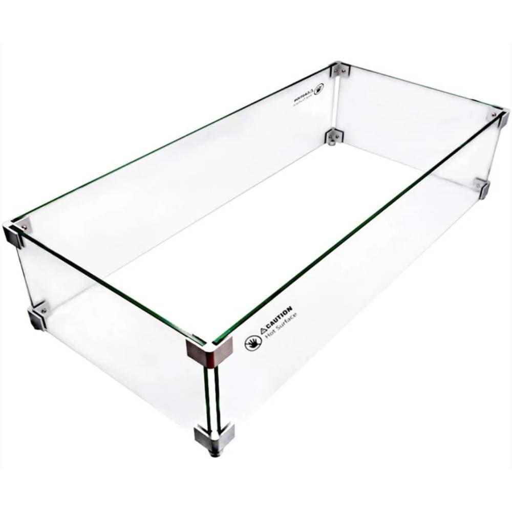 Wine Barrel Dude Glass Wind Guards for Gas Fire Pits - Rectangular