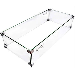 Wine Barrel Dude Glass Wind Guards for Gas Fire Pits - Rectangular