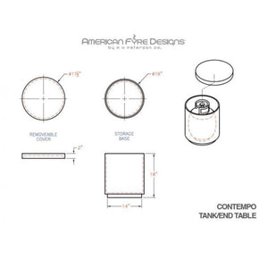 American Fyre Designs Contempo Concrete Tank/End Table Specs