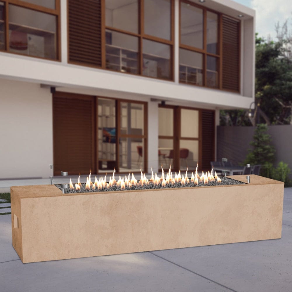 American Fyre Designs Milan 72-Inch Low Linear Gas Fire Pit Table in Cafe Blanco