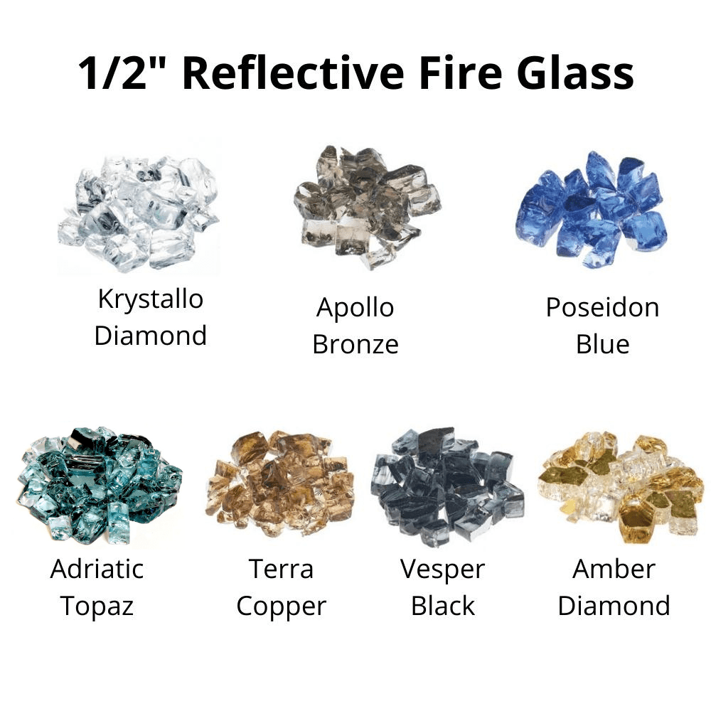 Athena 1/2&quot; Reflective Fire Glass for Fireplaces and Fire Pits, 7 Colors