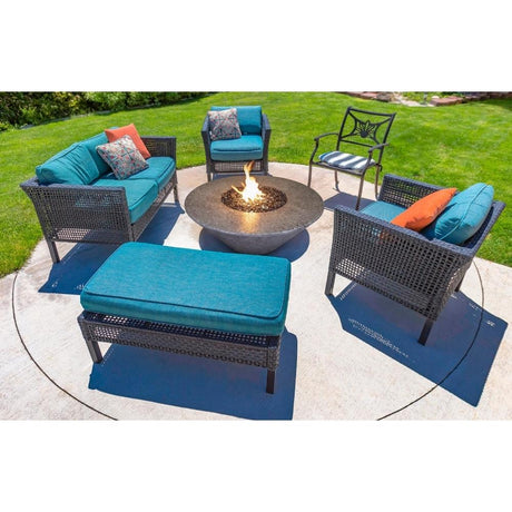 Athena Olympus Round Concrete Gas Fire Pit Table in Outdoor Patio