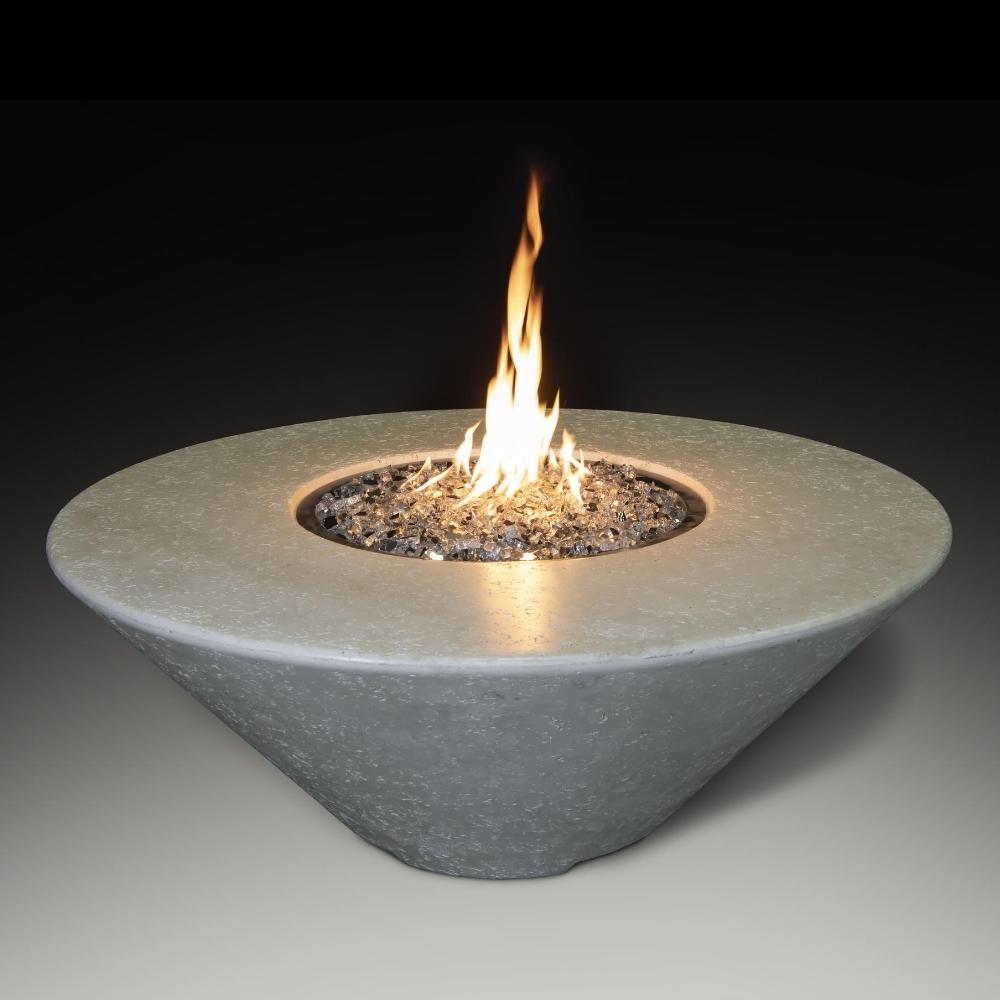 Athena Olympus Round Concrete Gas Fire Pit Table in Bone - installation view