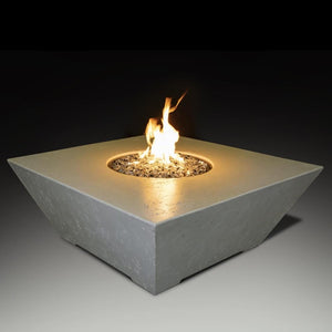 Athena Olympus Square Concrete Gas Fire Pit Table in Bone