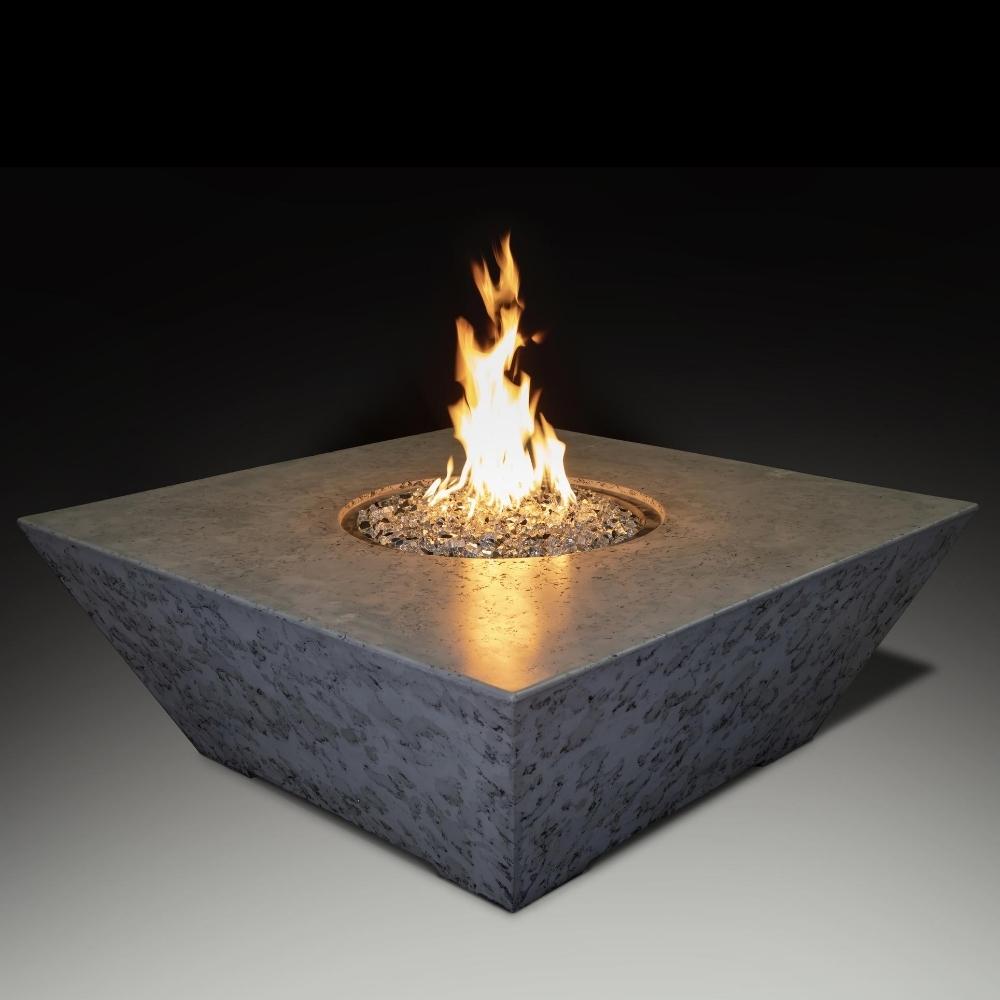 Athena Olympus Square Concrete Gas Fire Pit Table in Gray