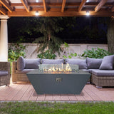 Athena Olympus Rectangular Concrete LP Fire Pit Table in Outdoor Patio