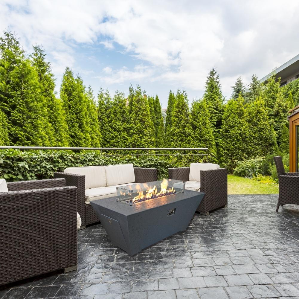 Athena Olympus Rectangular Concrete Gas Fire Pit Table