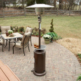 AZ Patio Heaters Hiland Bronze Propane Patio Heater with Table in Garden