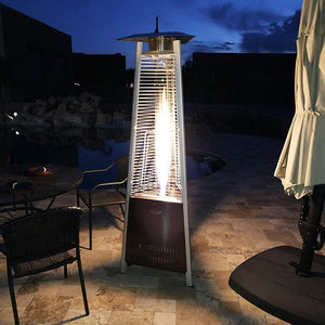 AZ Patio Heaters Hiland Compact Hammered Bronze Glass Tube Heater with Flame
